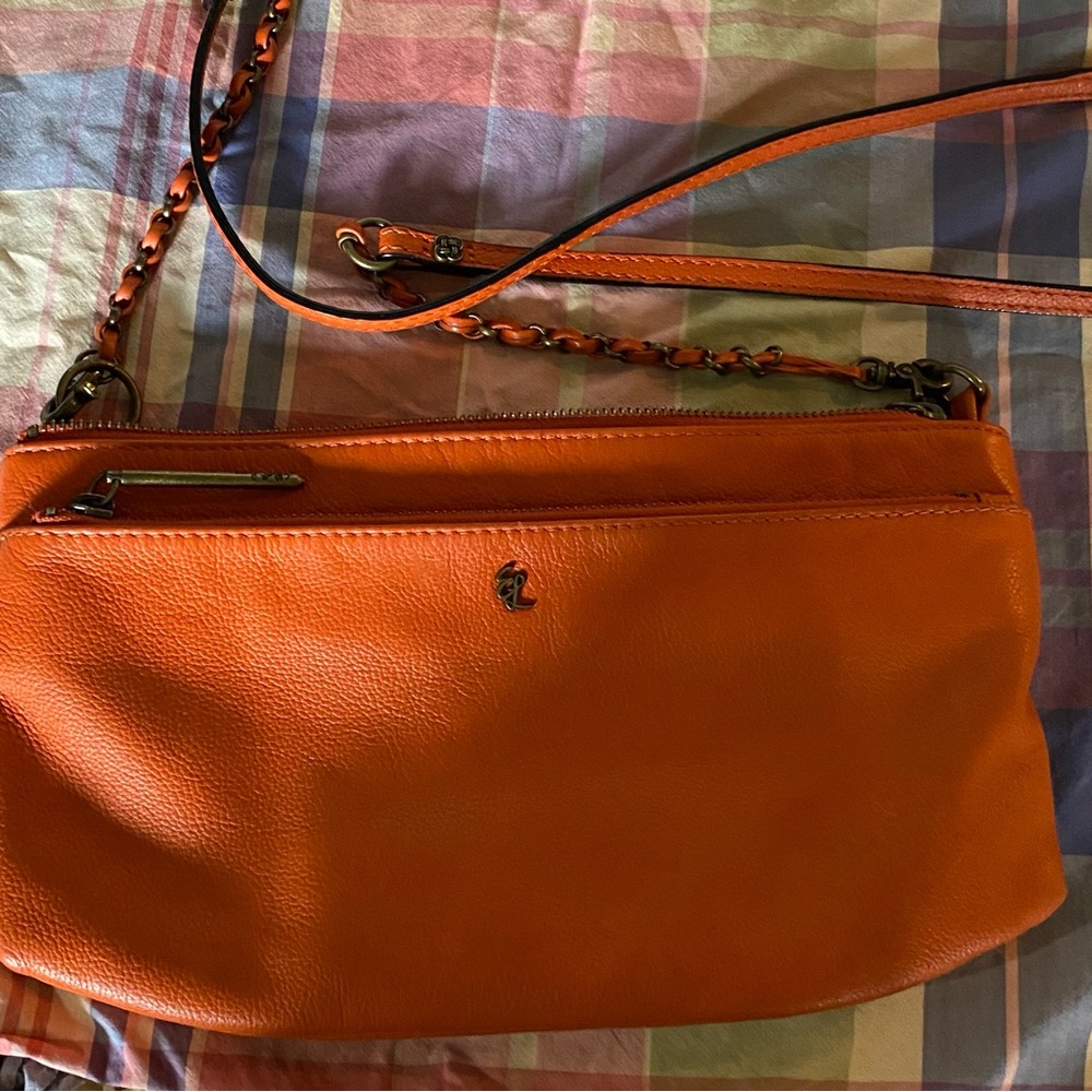 Orange Leather Crossbody Bag